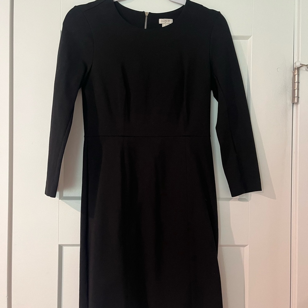 J. Crew Black Sheath Mini Dress Long Sleeve Crew Neck